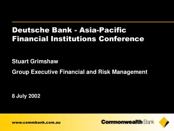 Financial Institutions Conference  Stuart Grimshaw  Group Executive Financial and Risk Management
