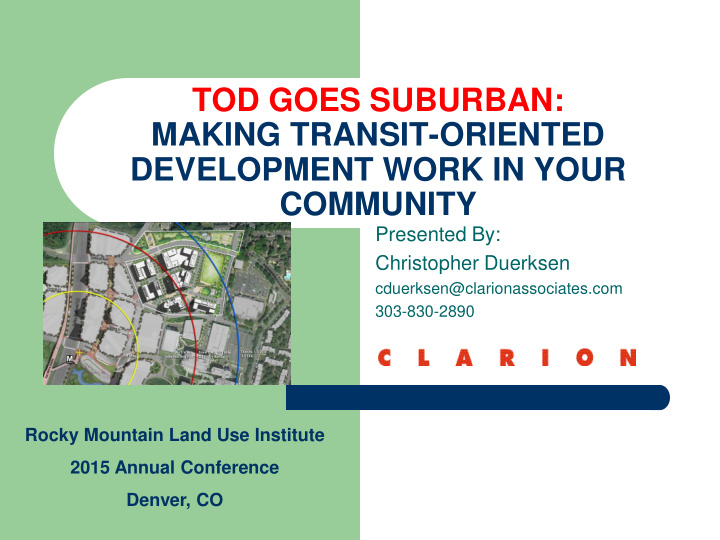 tod goes suburban making transit oriented development