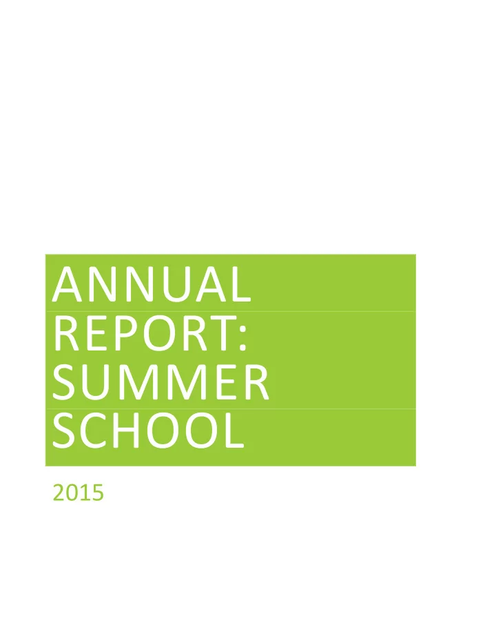 annual report summer school