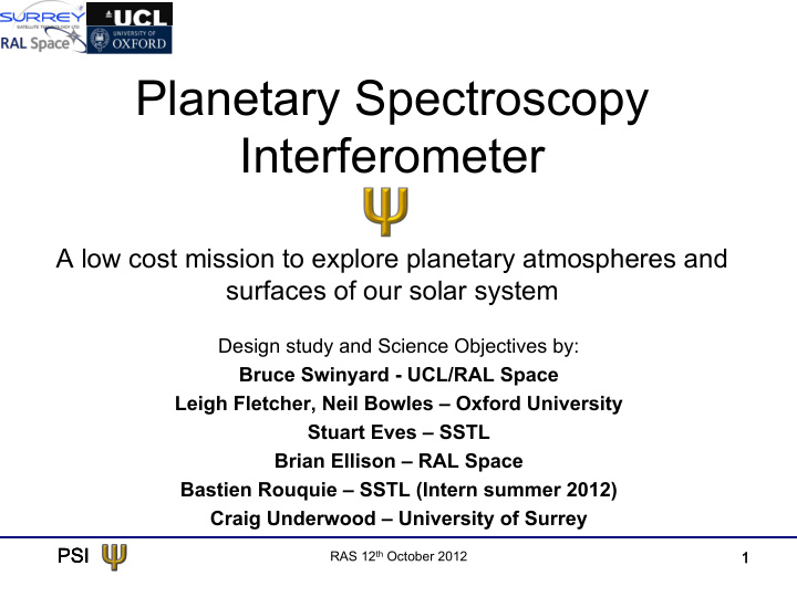 planetary spectroscopy interferometer