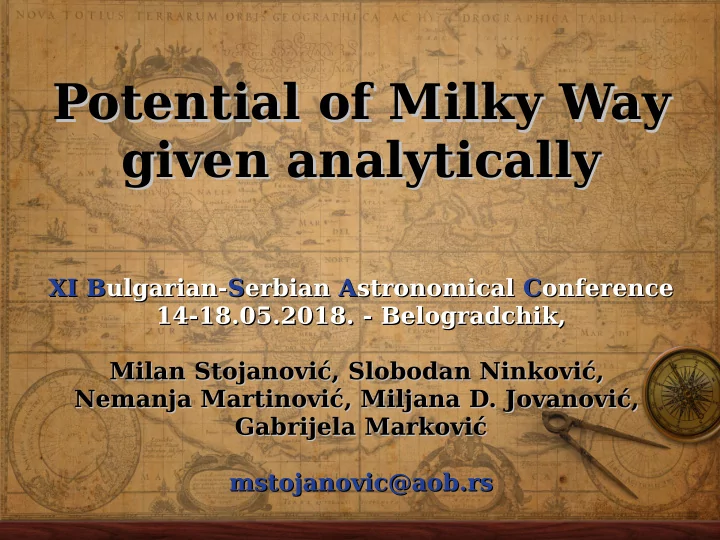 potential of milky way potential of milky way given