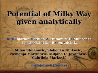 Potential of Milky Way  Potential of Milky Way  given analytically  given analytically  XI  B