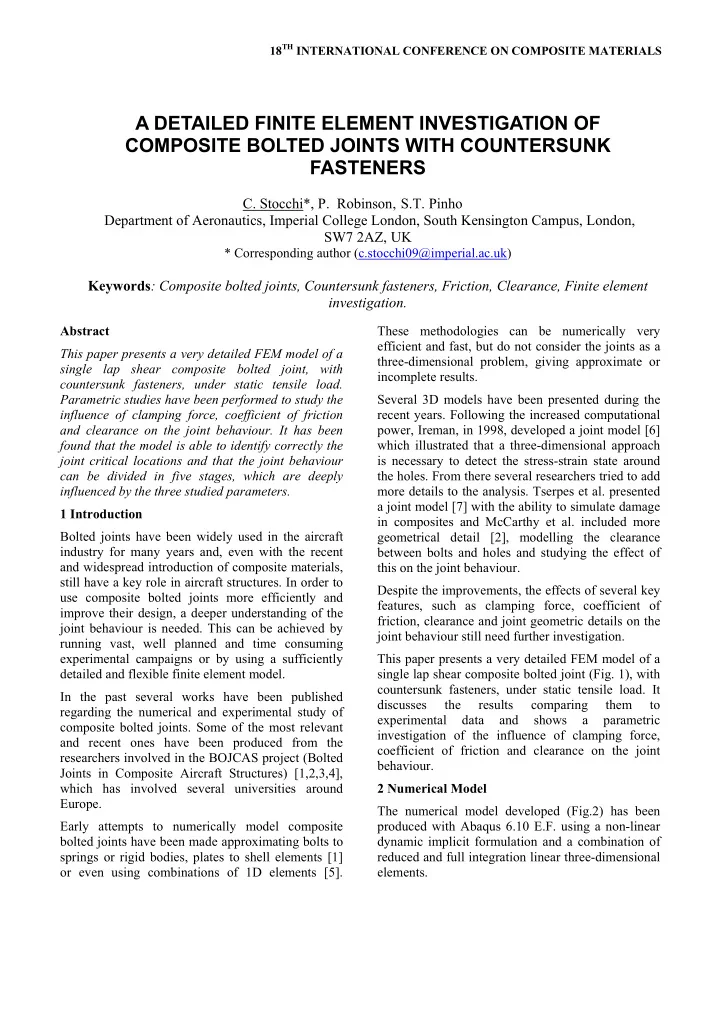 a detailed finite element investigation of composite