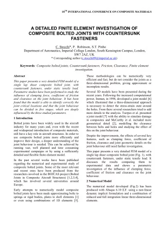 A DETAILED FINITE ELEMENT INVESTIGATION OF  COMPOSITE BOLTED JOINTS WITH COUNTERSUNK  FASTENERS C.