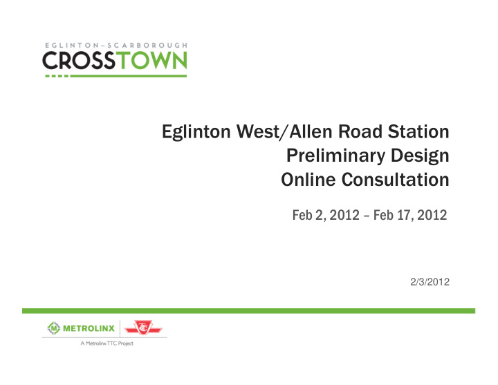 eglinton west allen road station preliminary design