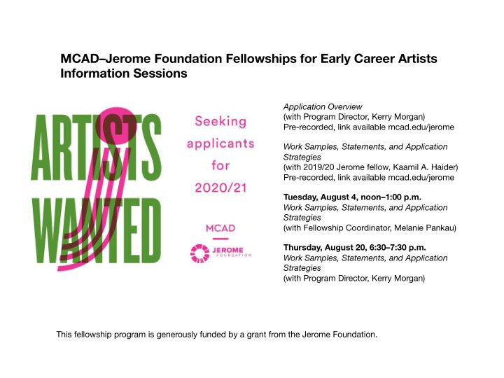 mcad jerome foundation fellowships for early career