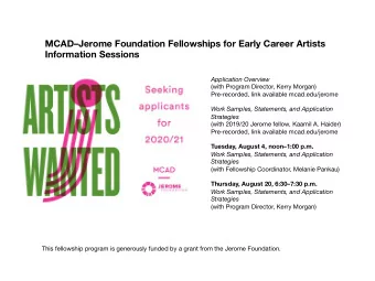 MCADJerome Foundation Fellowships for Early Career Artists  Information Sessions  Application