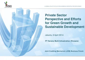 Private Sector  Perspective and Efforts  for Green Growth and  Sustainable Development  Jakarta, 8