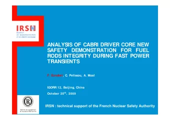 ANALYSIS OF CABRI DRIVER CORE NEW  SAFETY DEMONSTRATION FOR FUEL  RODS INTEGRITY DURING FAST POWER