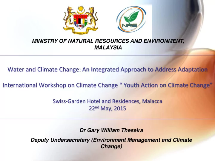water and climate change an integrated approach to