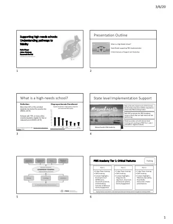 Presentation Outline  Supporting high-ne  Su  needs  ds scho  hools:  Un  Understanding pathways to