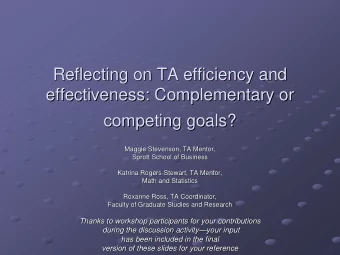 Reflecting on TA efficiency and  Reflecting on TA efficiency and  effectiveness: Complementary or