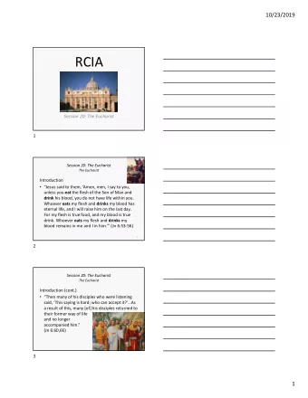 RCIA  Session 20: The Eucharist  1  Session 20: The Eucharist  The Eucharist  Introduction