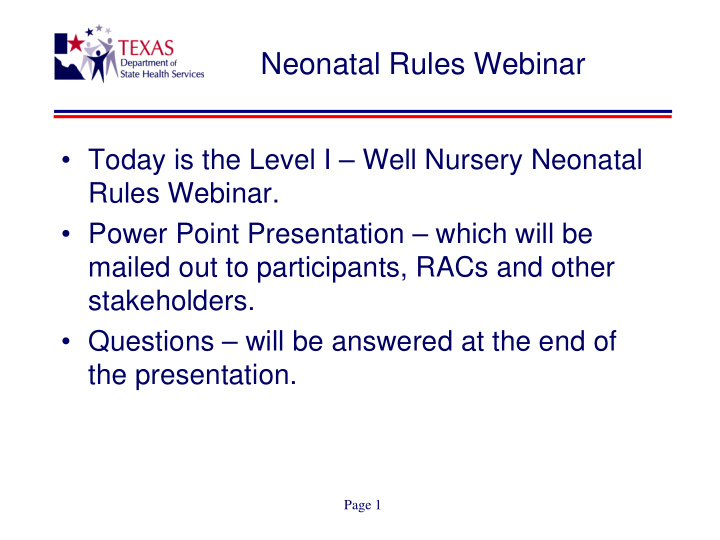 neonatal rules webinar