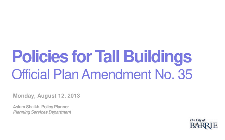 policies for tall buildings