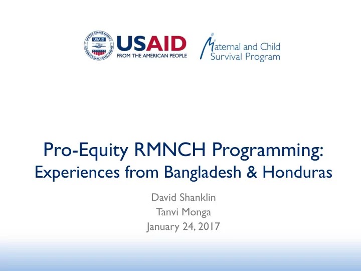 pro equity rmnch programming