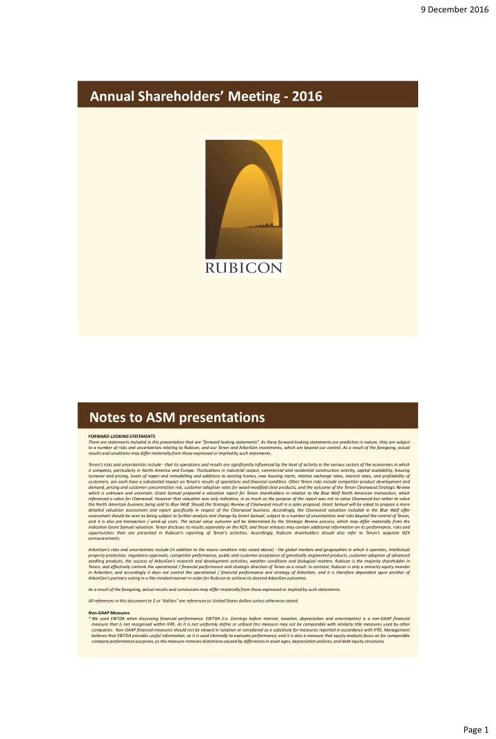 annual shareholders meeting 2016 notes to asm