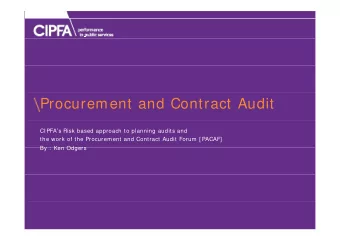 Procurement and Contract Audit  CIPFAs Risk based approach to planning audits and  the work of