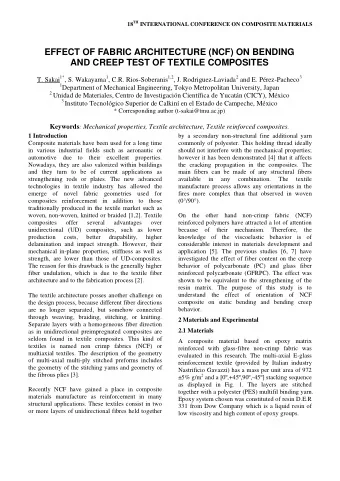 EFFECT OF FABRIC ARCHITECTURE (NCF) ON BENDING  AND CREEP TEST OF TEXTILE COMPOSITES T. Sakai 1* ,