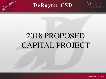2018 PROPOSED  CAPITAL PROJECT  September 27, 2017  Pro j ect  Element s  BUILDING CONDITION SURVEY