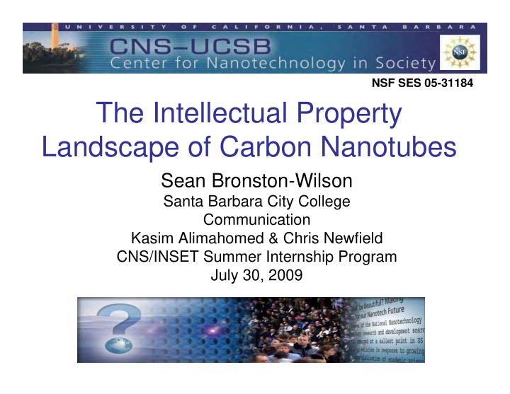 the intellectual property landscape of carbon nanotubes