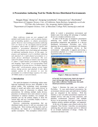 A Presentation Authoring Tool for Media Devices Distributed Environments Hangjin Zhang 1 , Qiong