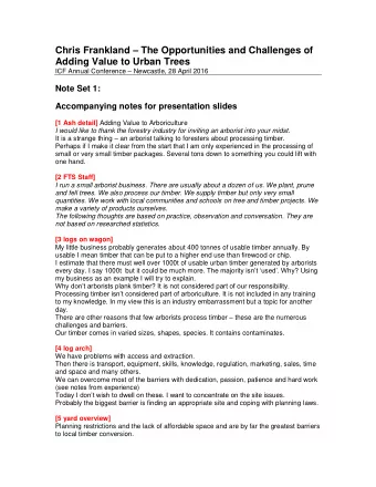 Chris Frankland  The Opportunities and Challenges of Adding Value to Urban Trees ICF Annual