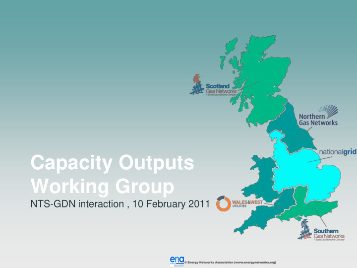 capacity outputs working group