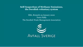 Self-Inspection of Methane Emissions,  the Swedish voluntary system  EBA, Brussels 29 January 2020
