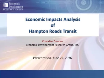 Presentation, June 23, 2016  Topics  1. Overview of Sources of Impact  2.  Describing the Transit