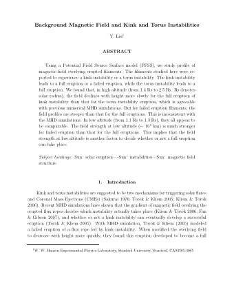 Background Magnetic Field and Kink and Torus Instabilities Y. Liu 1  ABSTRACT  Using a Potential