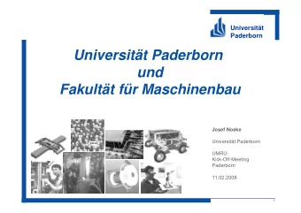 Universitt Paderborn  und  Fakultt fr Maschinenbau  Josef Noeke  Universitt Paderborn