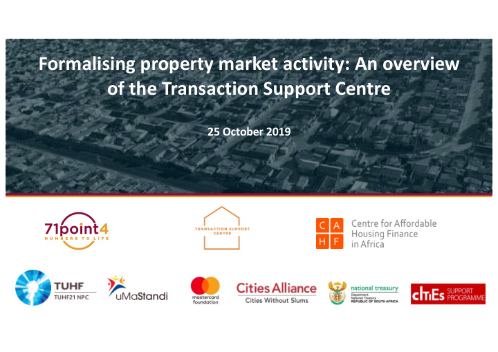 formalising property market activity an overview of the