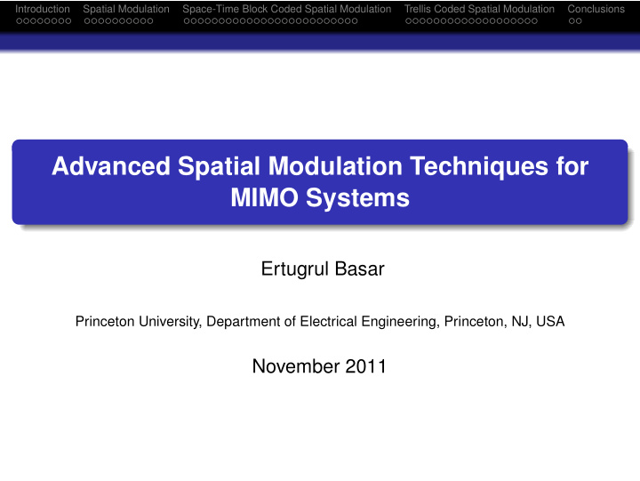 advanced spatial modulation techniques for mimo systems