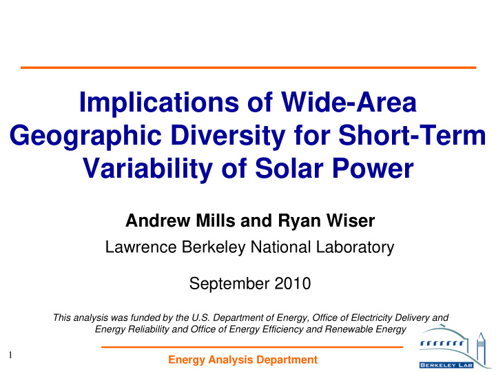 implications of wide area geographic diversity for short