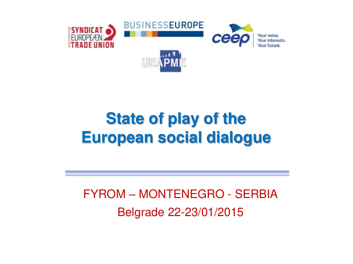 state of play of the european social dialogue