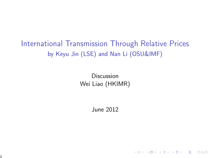 international transmission through relative prices