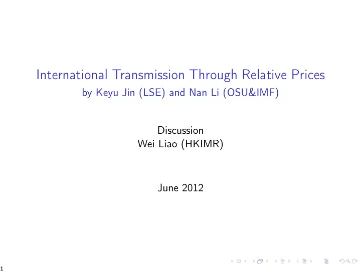 international transmission through relative prices