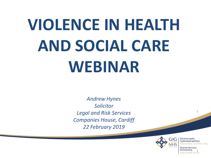 violence in health and social care webinar