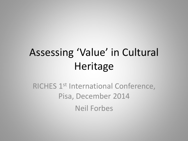 assessing value in cultural heritage