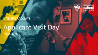 Applicant Visit Day  25/04/20  What well cover  The Exchange Programme  The