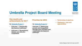 Umbrella Project Board Meeting  Key results and  Priorities for 2018  Partnerships &amp;