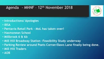 Agenda - MHNF  12 th November 2018  Introductions/ Apologies  IBSA  Pentavia Retail