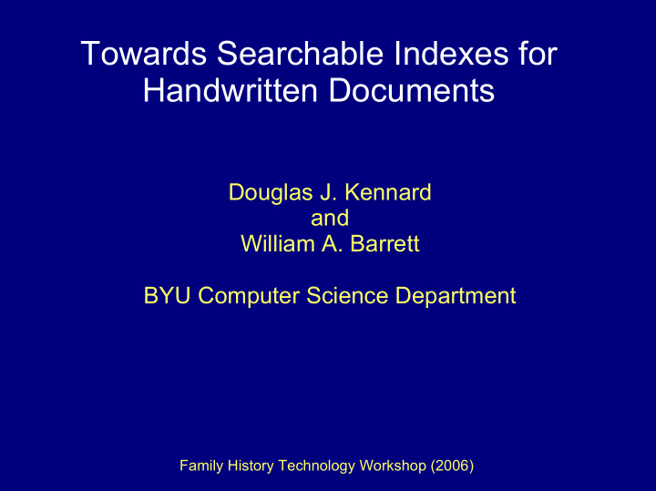 towards searchable indexes for handwritten documents