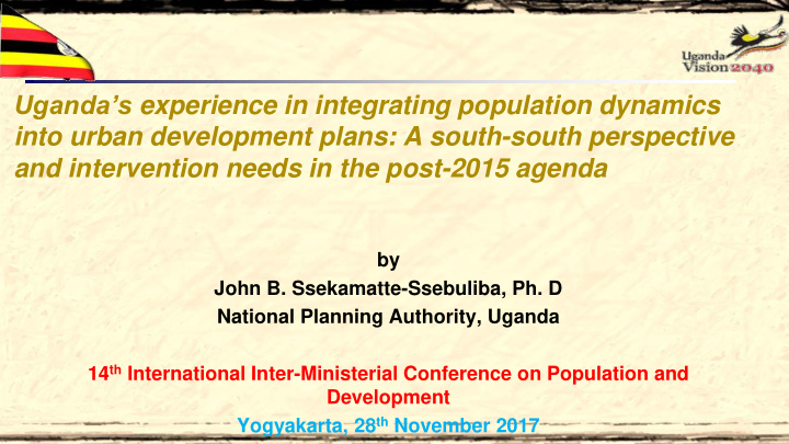 uganda s experience in integrating population dynamics