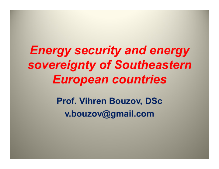 energy security and energy sovereignty of southeastern