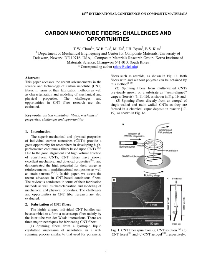 carbon nanotube fibers challenges and opportunities