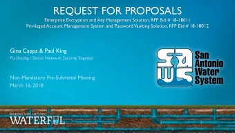 REQUEST FOR PROPOSALS  Enterprise Encryption and Key Management Solution, RFP Bid # 18-18011