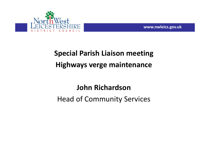 special parish liaison meeting highways verge maintenance