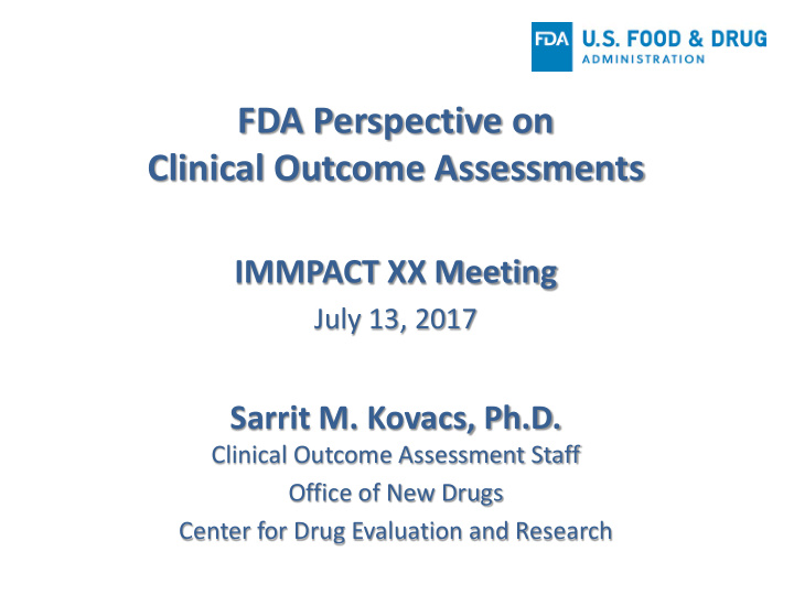 fda perspective on clinical outcome assessments